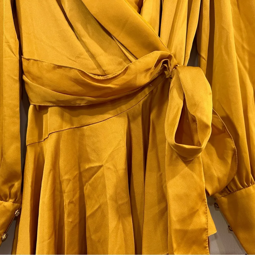 Mac Duggal  70135 Short Wrap Dress Marigold 2 - Image 3