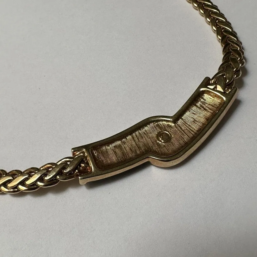 Swarovski Swan Signed Black Enamel / Crystal Rhinestone / Gold Tone Necklace - Image 10