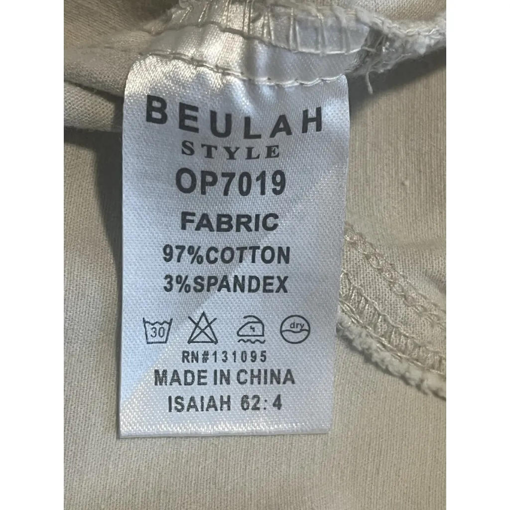 Beulah Moto Pants Womens Size Medium Beige Pull On Stretch Ankle Zip Tapered - Image 9