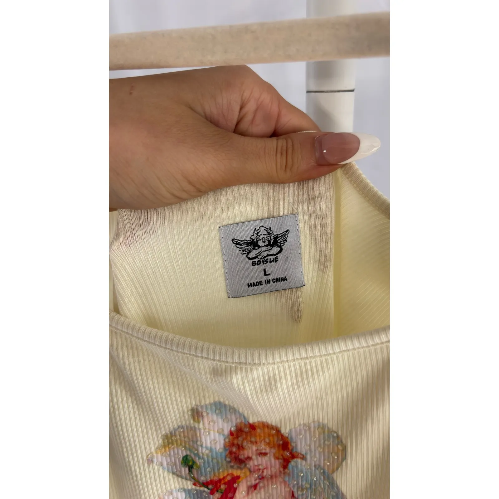 $108 Revolve Boys Lie Ribbed Maxi Dress Cherub Print Spaghetti Strap Size L - Image 5