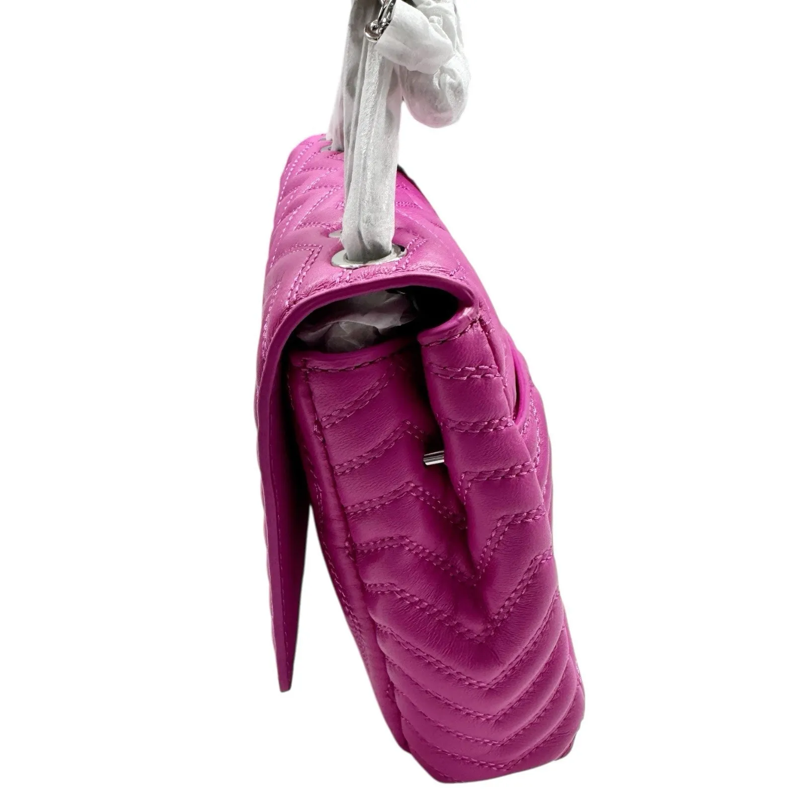 NWT Maje Leather Bag W/ Chain Strap Flou Pink Quilted Logo Small Shoulder Purse - Image 9