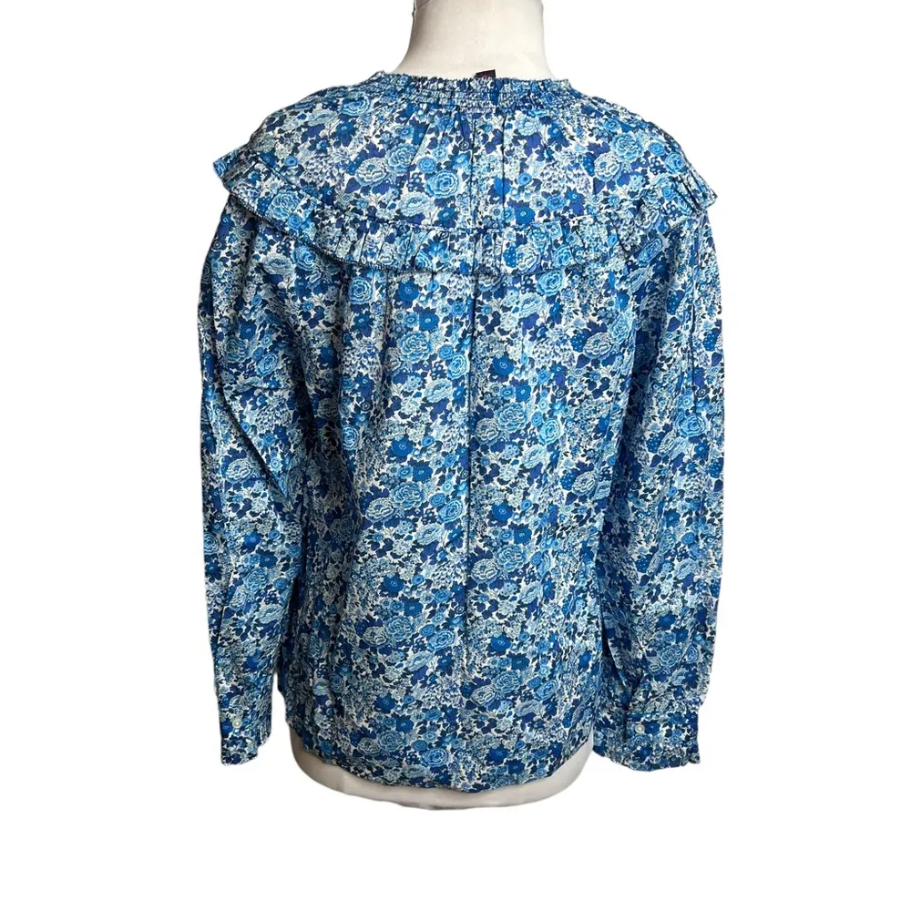 J. Crew Smocked Popover Top in Liberty Elysian Day Floral Sz S - Image 2