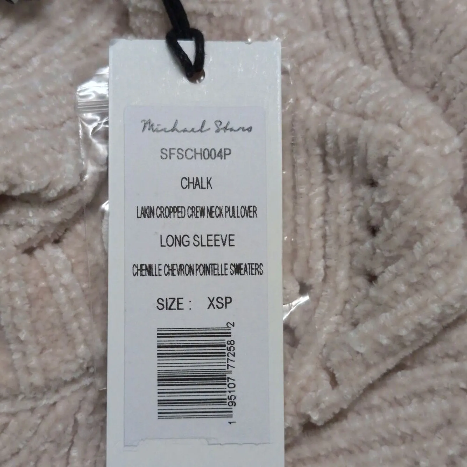 NWT Michael Stars Lakin Cropped Chevron Pullover Sweater XSP Nude Chenille - Image 9