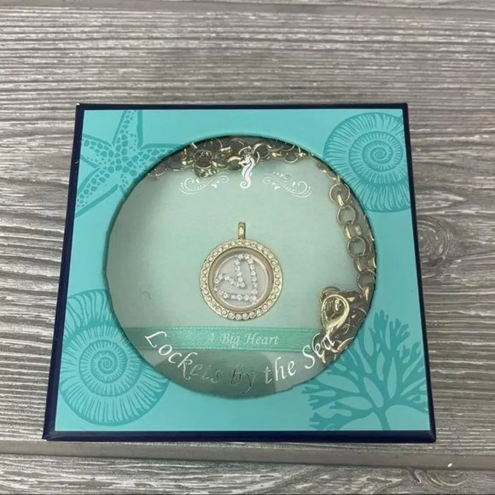 Lockets by the sea heart necklace pendant with rhinestones jewlwery White - Image 2