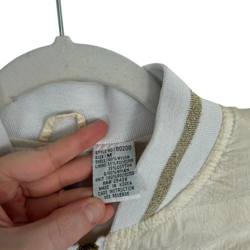 Genuine Stuff Atlanta Braves Baseball Vintage Bomber Varsity Jacket Womens Med - Image 5