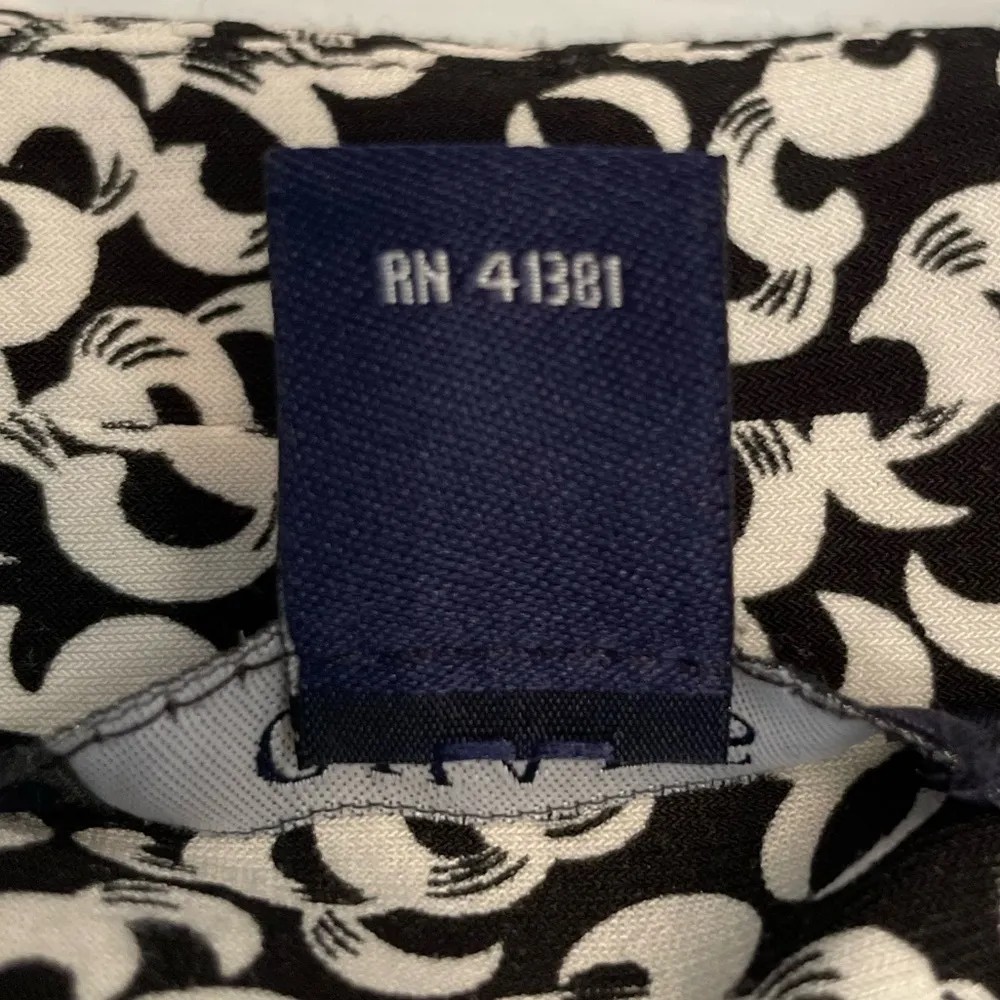 Chaps Ralph Lauren Officecore Black & White Patterned V Neck Collared Dress - Image 9