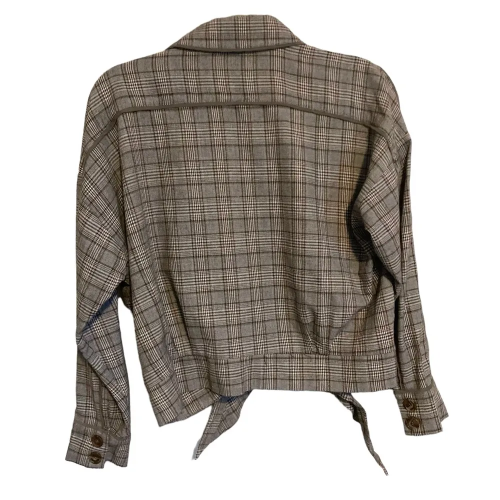 Mystree  Plaid Crop Boxy Jacket Coat Blazer Tortoise buttons - Image 2