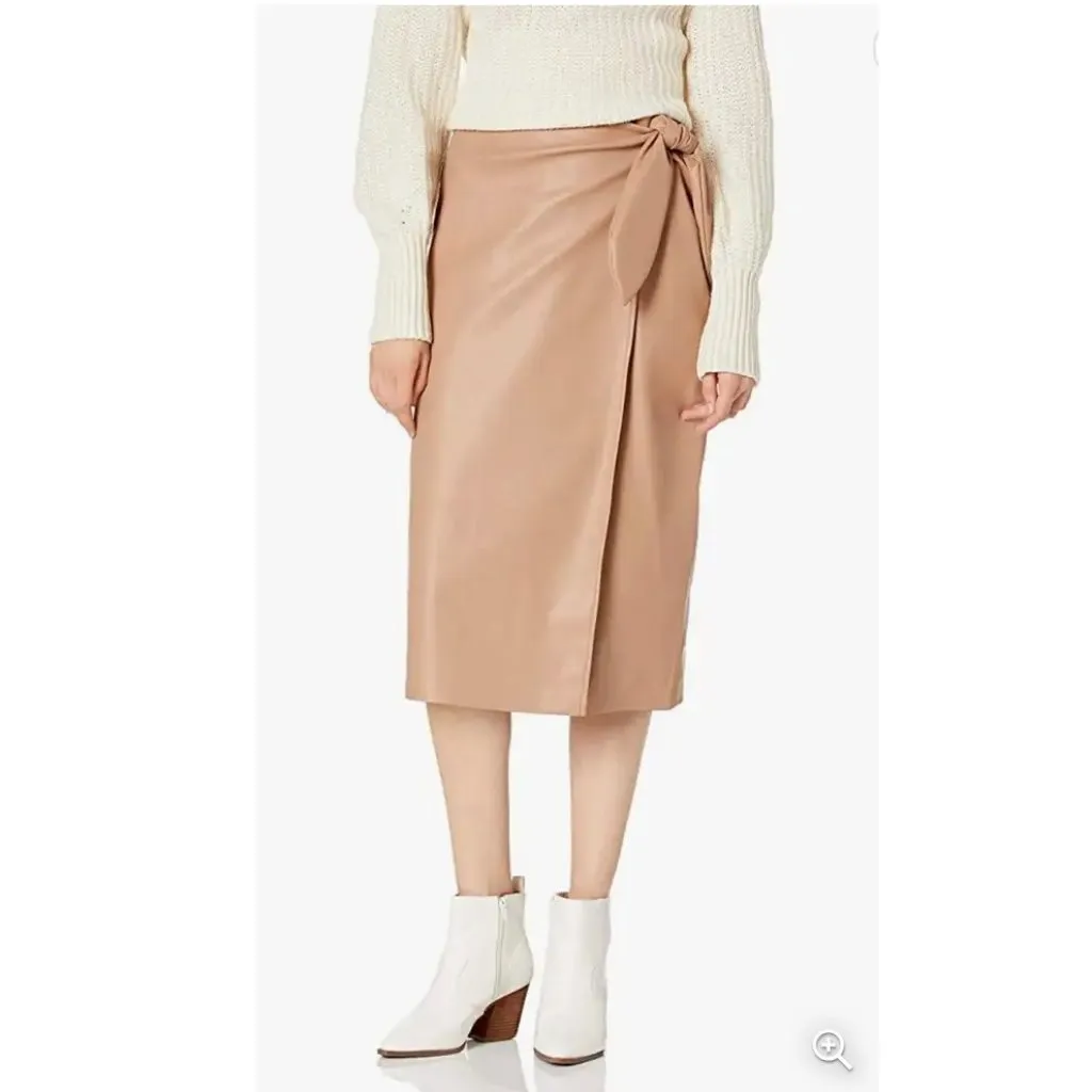 NWT  7 For All Mankind Women's Vegan Leather Wrap Midi Skirt Large - Image 4