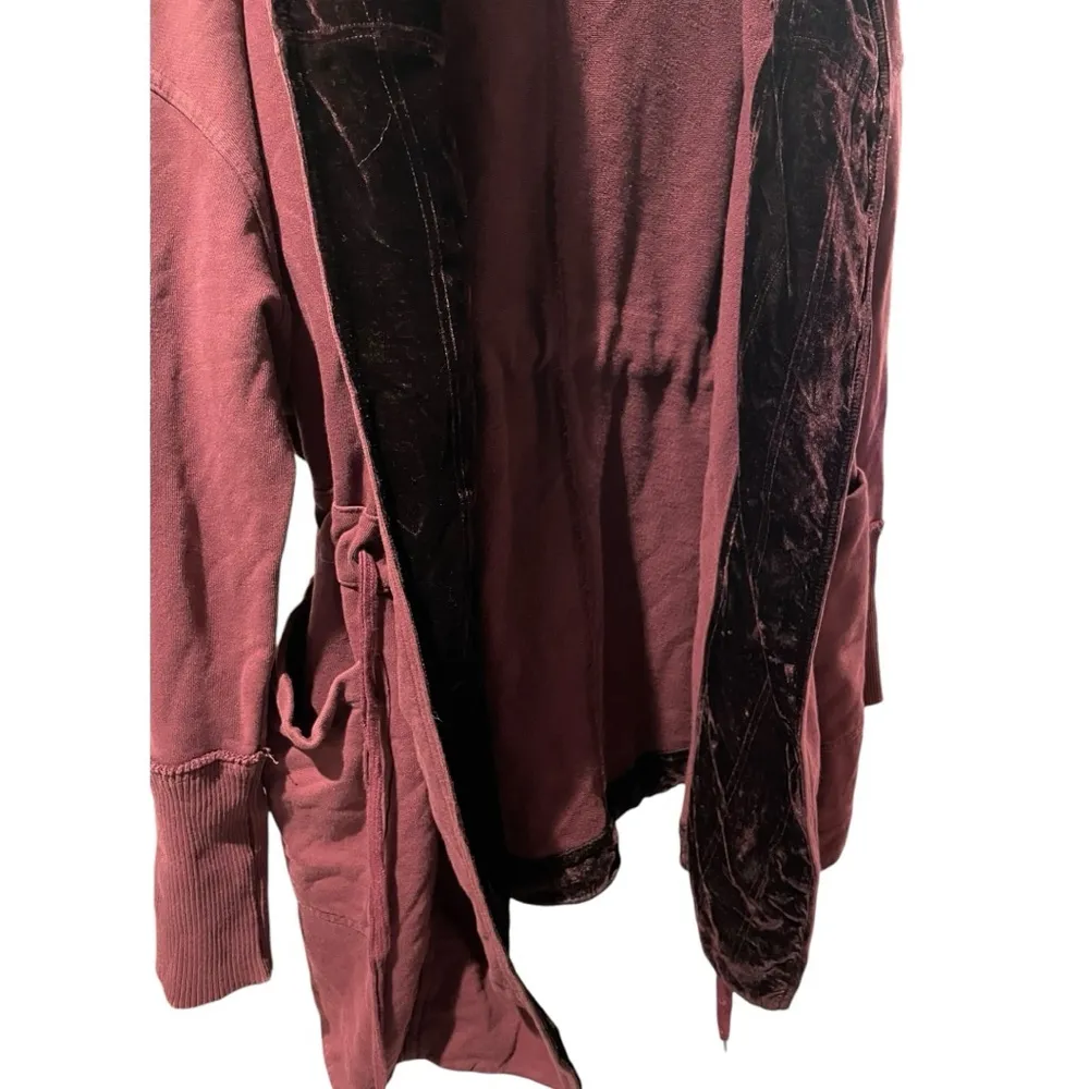 Free People Westwood Hooded Cardigan Women Small Velvet Robe Boho Long Duster - Image 11
