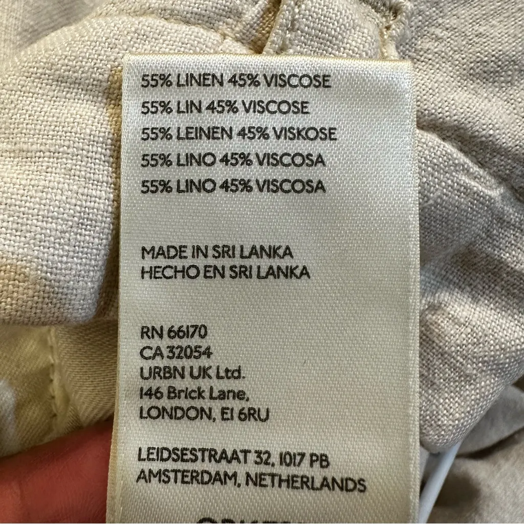 Anthropologie Pilcro Cargo Culottes Linen Blend Cropped Pants Cream Size 6 - Image 11