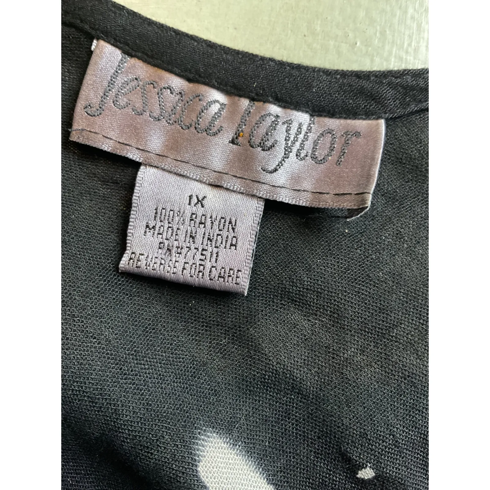 Jessica Taylor Dress Womens 1X Black White Print Boho Casual Flowy‎ - Image 8