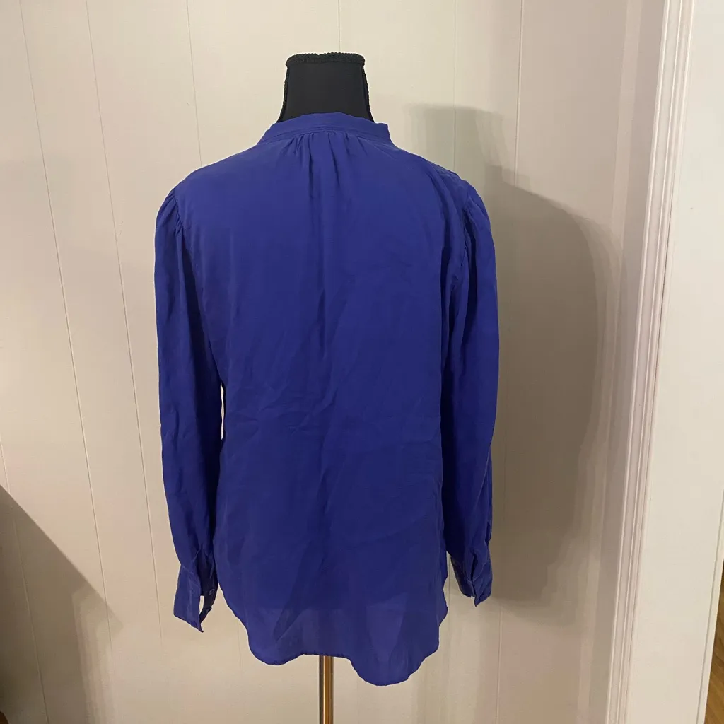 Bella Dahl Blue Long Sleeve Tie‎ Front Blouse with button cuffs size Small - Image 2