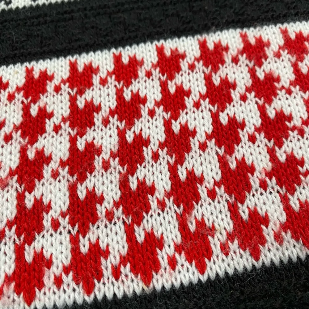 Vintage 1980s Houndstooth Striped Sweater Red Size M - Image 2