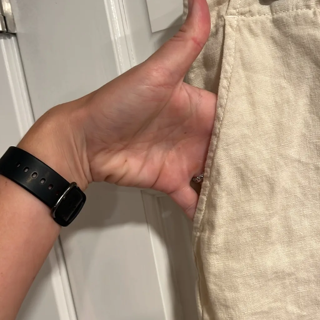 L’AGENCE Henderson High Rise Crop Wide Leg 100% Linen Pants in Oat Color Size 30 - Image 3