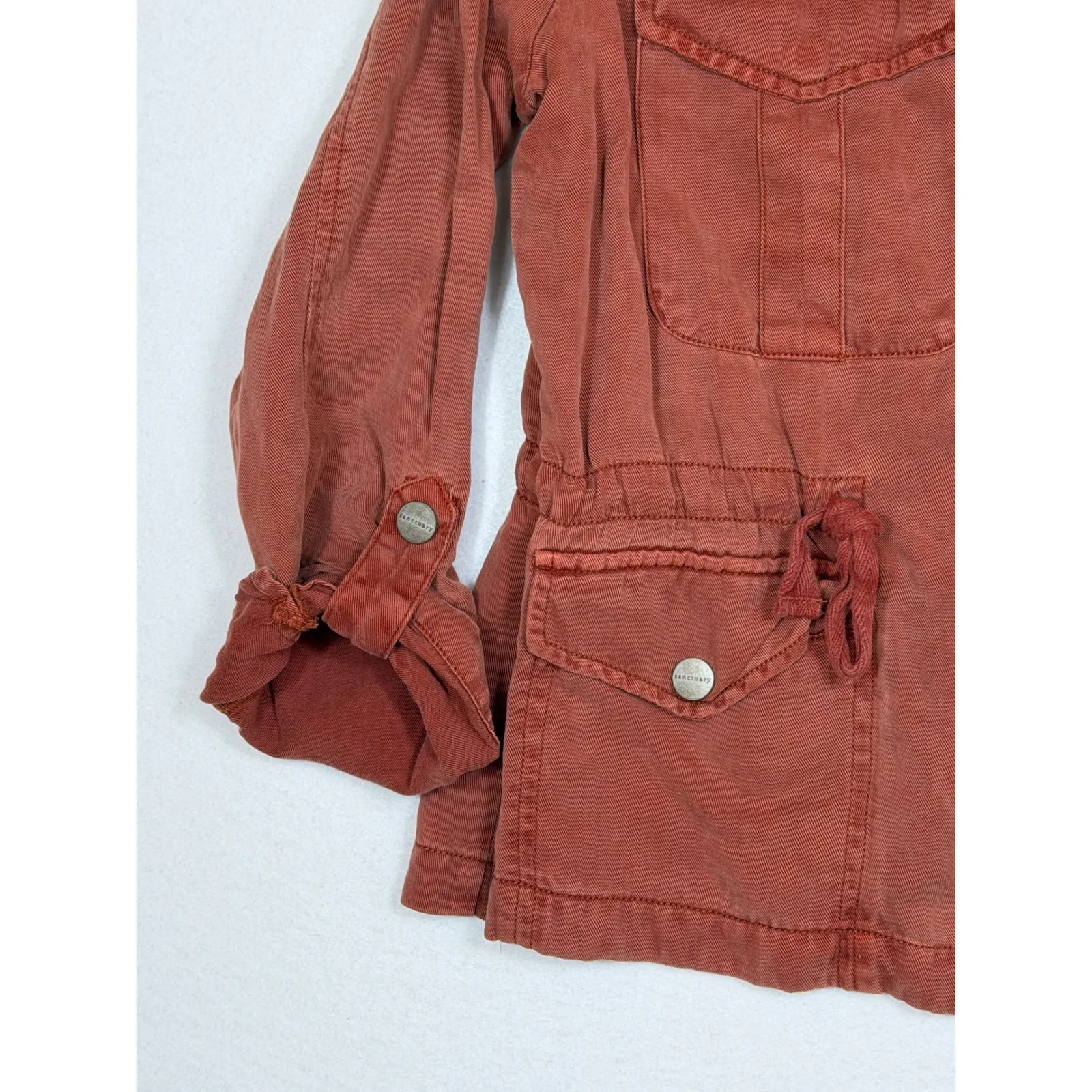 Sanctuary Womens Desert Safari Utility Jacket Red Button Down Linen Size S - Image 11