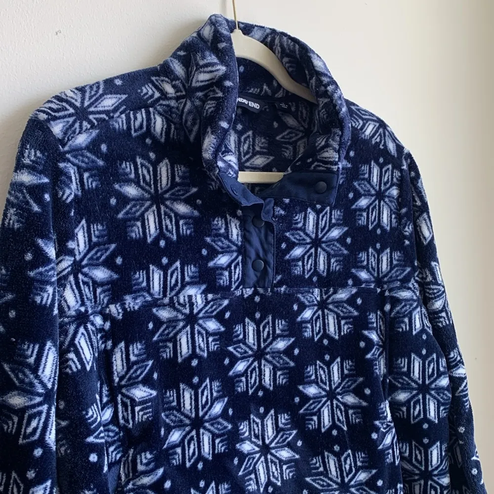 Lands' End Women's Heritage Fleece Snap Neck Pullover - Image 3