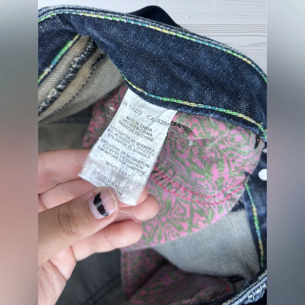WRANGLER ROCK 47 Women’s Zebra Embroidered Ultra Low Rise Bootcut Jeans Blue Size 30 - Image 7
