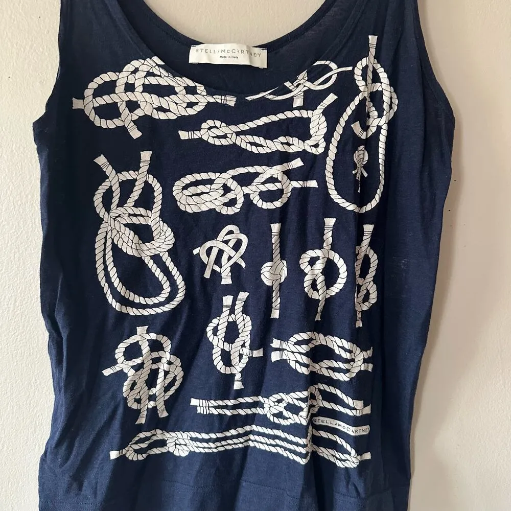 Stella McCartney Navy Blue Rope Knot Graphic Tank Top Size 40 - Image 2