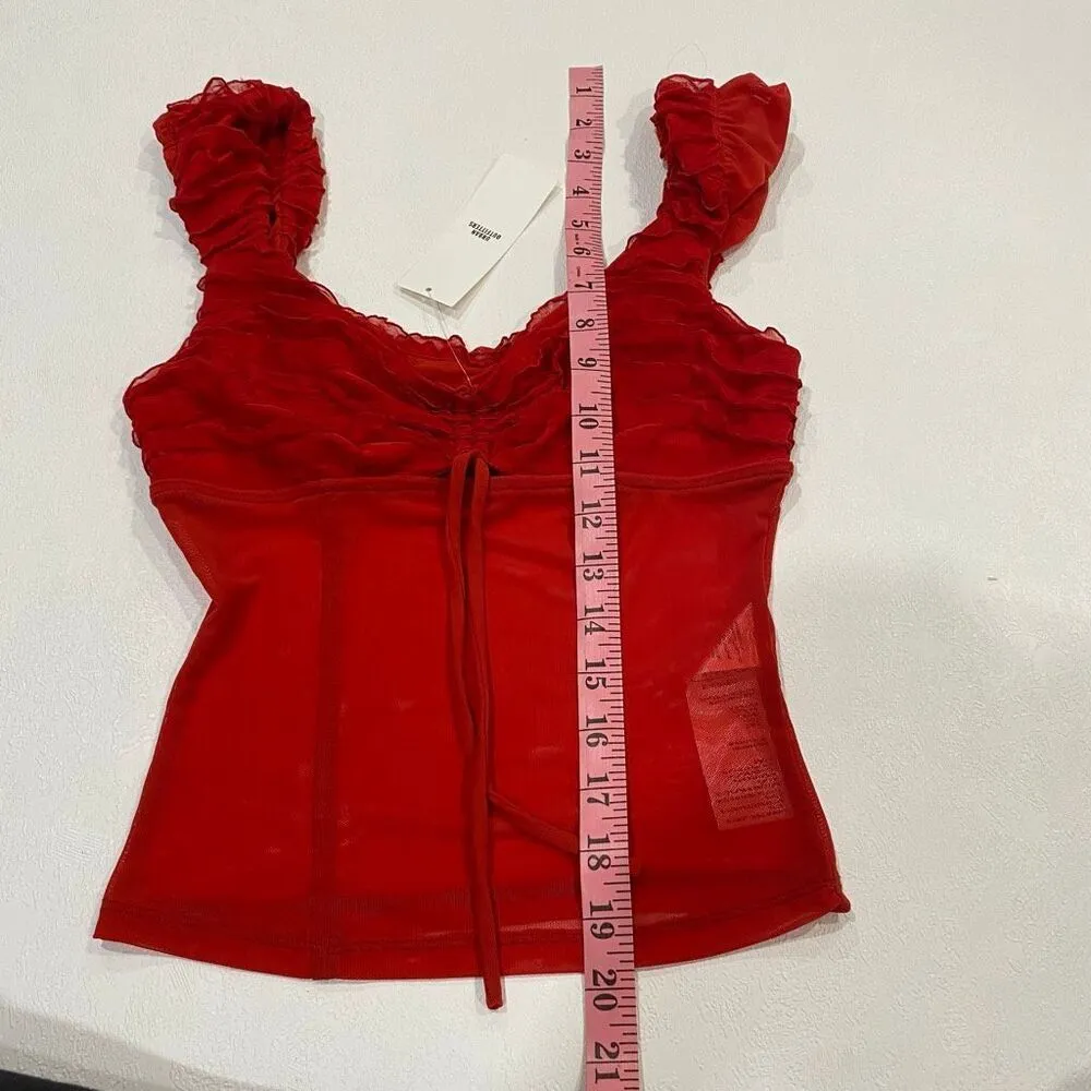 NWT Urban Outfitters Kimchi Blue Red Ruffle Mesh Corset Tank Top Small - Image 6