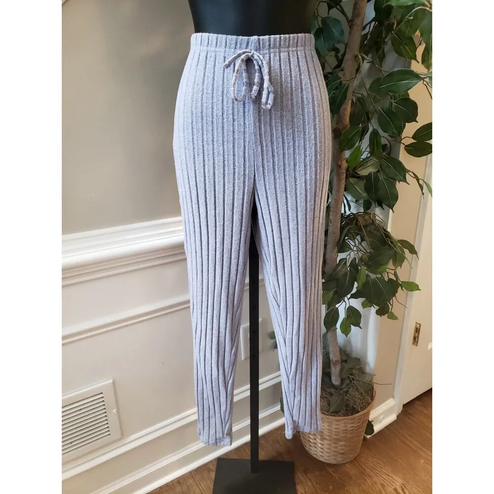 Womens 3 Piece Cardigan with Tank & Pants M Purple Ribbed Long Sleeve Open Front Blue Size M - Image 3