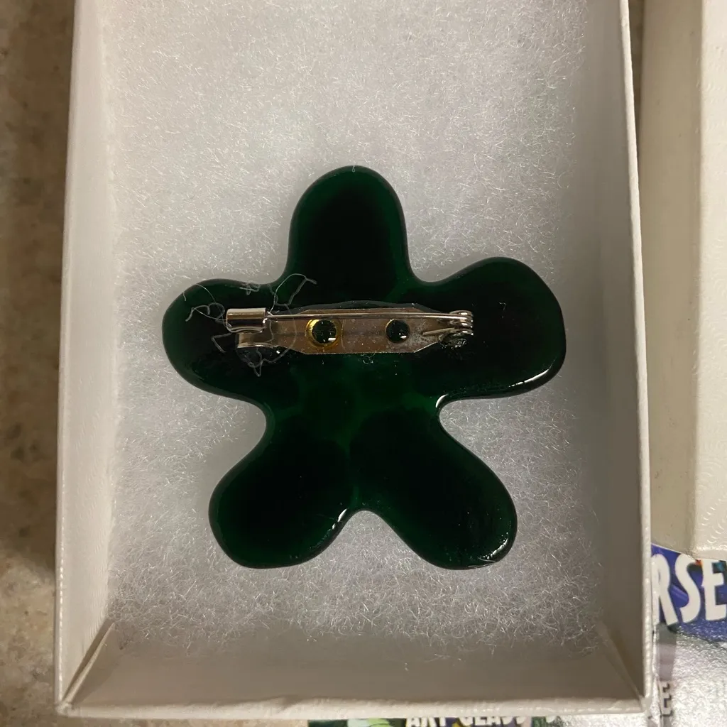 Handcrafted Floral Glass Art Brooch | Jan R. Mitchell | Made in St. Croix, USVI Blue - Image 3