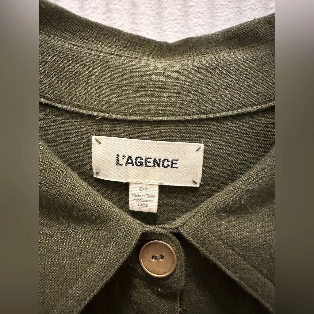 L'AGENCE Malika Linen-Blend Shirt Dress Small - Image 5