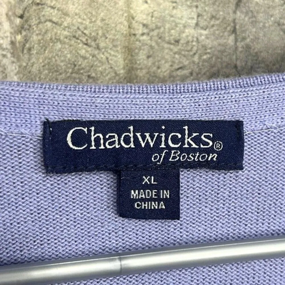 Vintage Chadwick's of Boston Periwinkle / Light Purple Blue Cardigan — XL - Image 3