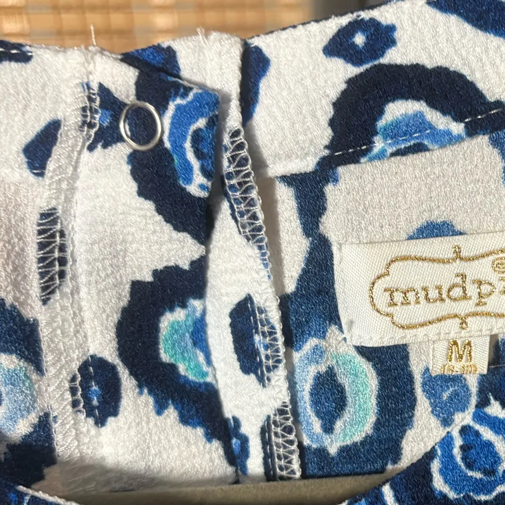 Mudpie White with Blue Print Dress Size M - Image 4