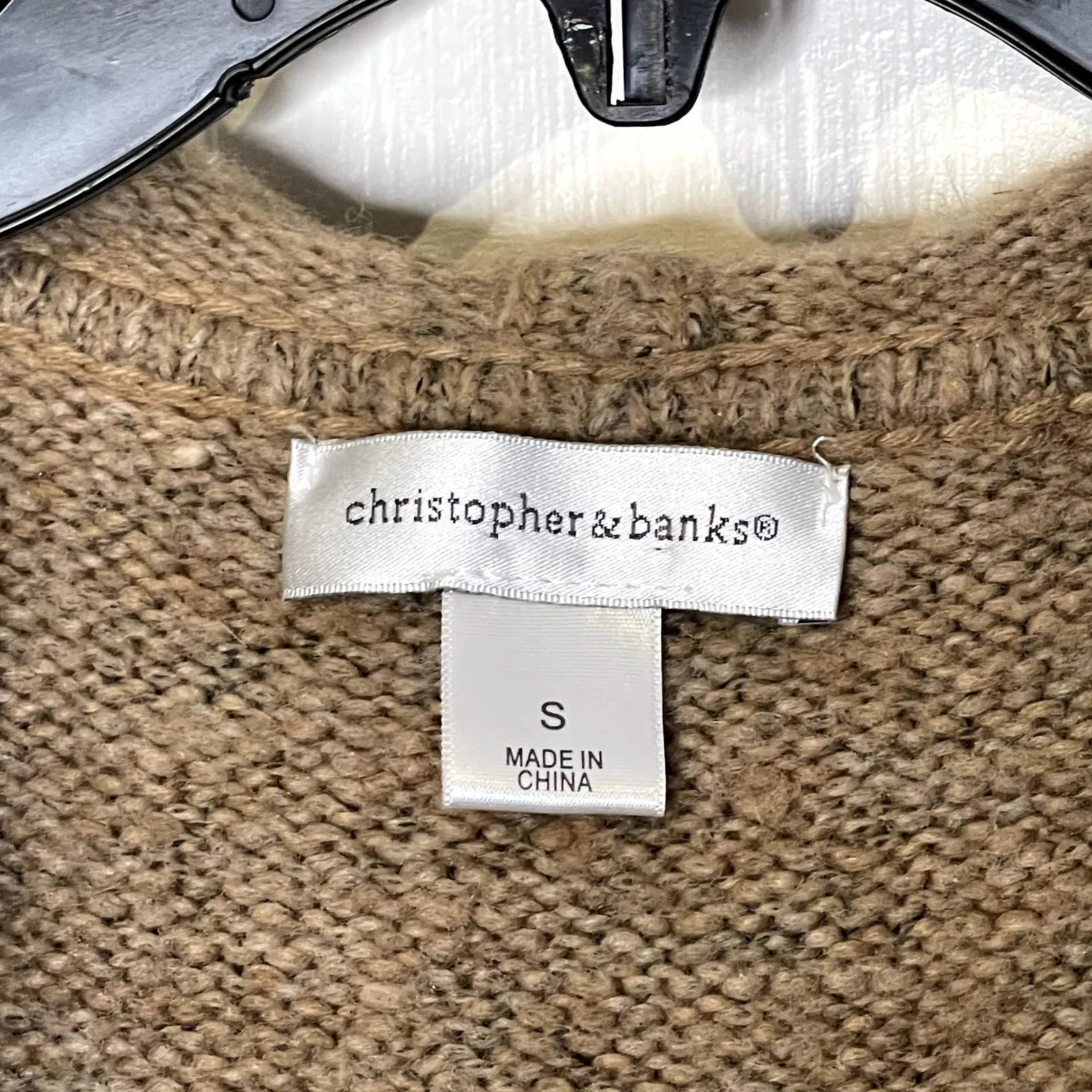 Christopher & Banks Open Hooded Brown Vest Fux Fur Trim Wool Blend‎ Women Small - Image 6