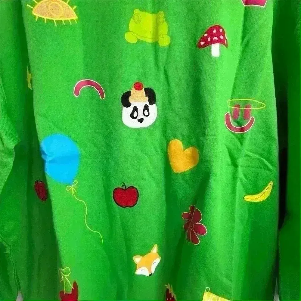 ASOS “Native Youth” Oversized Green Sweatshirt Fox Panda Embroidery Adult Small - Image 8