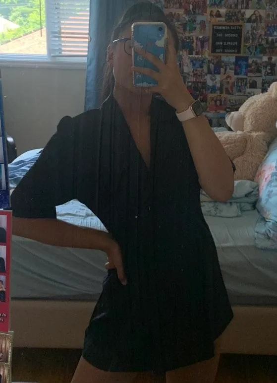 YESSTYLE Black Short Sleeve Double Breasted Mini A - Image 3