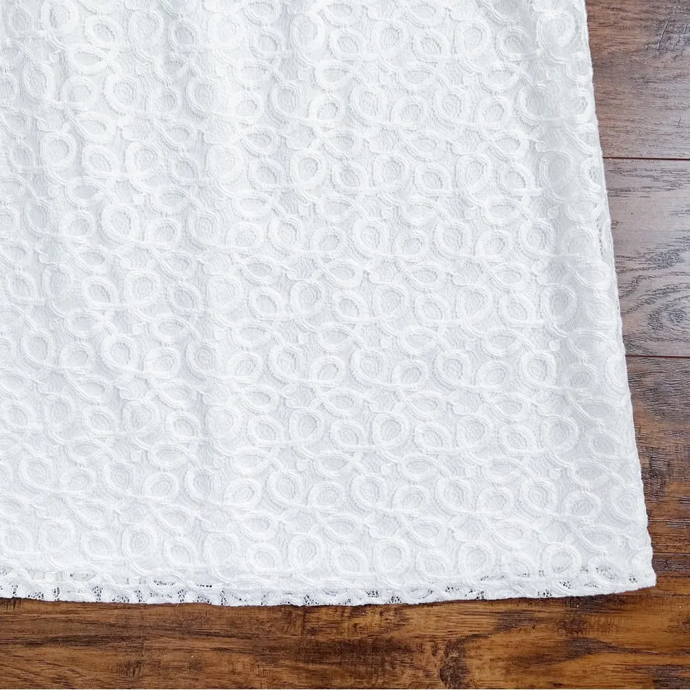 Yansi Fugel • lace dress & jacket set sleeveless shift snap front cotton cream Size L - Image 13