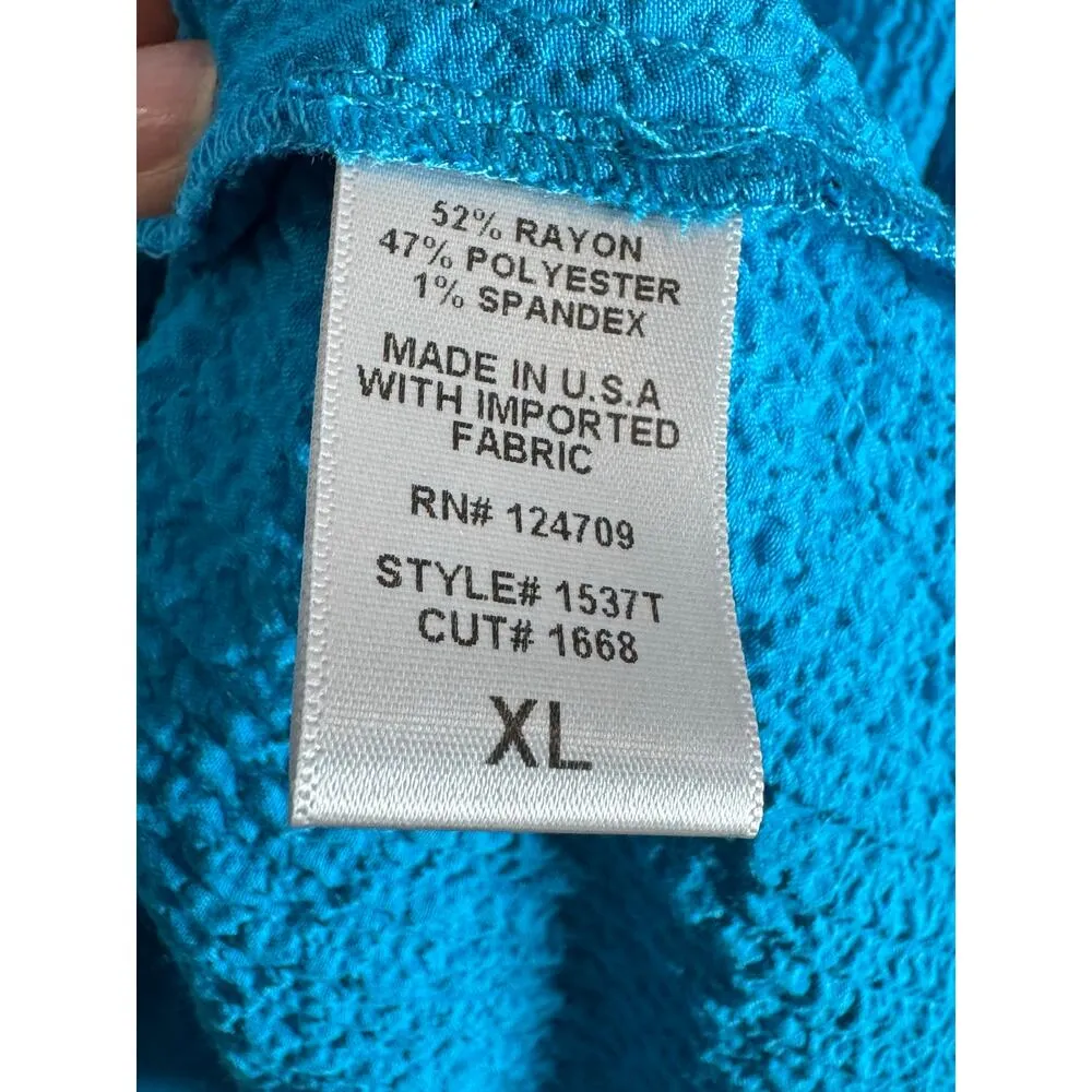 IC Collection Plus Size Lime Ruffle Sleeves Cowl Neck Tunic Top Turquoise XL Blue - Image 8