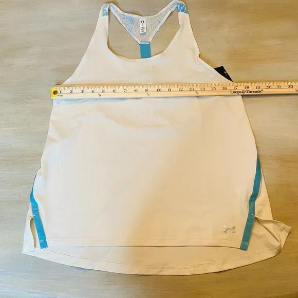 NWT Under Armour Active Tank Top Loose Fit White Straps Sz M - Image 2