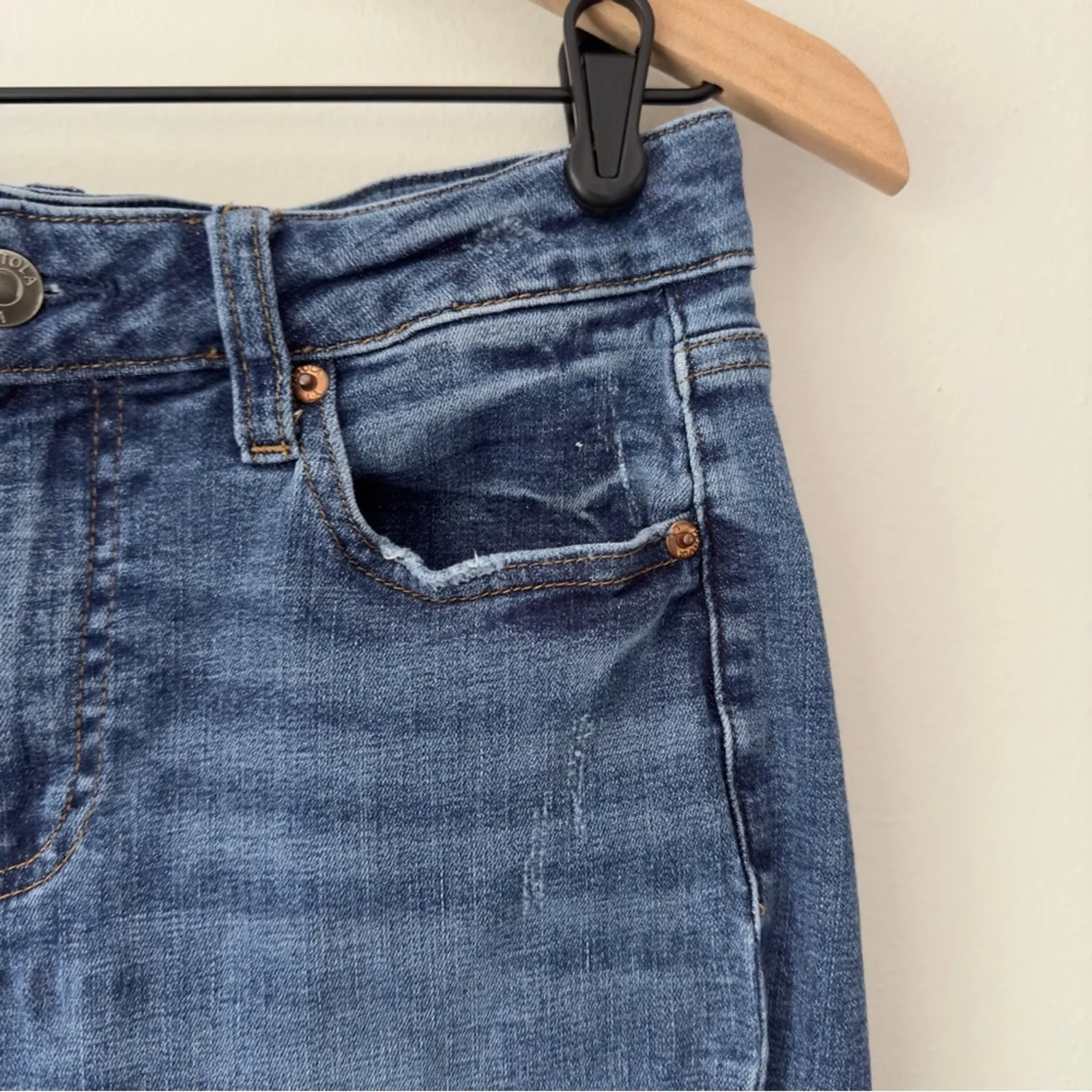 Pistola Medium Wash Skinny Jeans 5-Pocket Solid Denim Belt Loops Zipper Button - Image 5