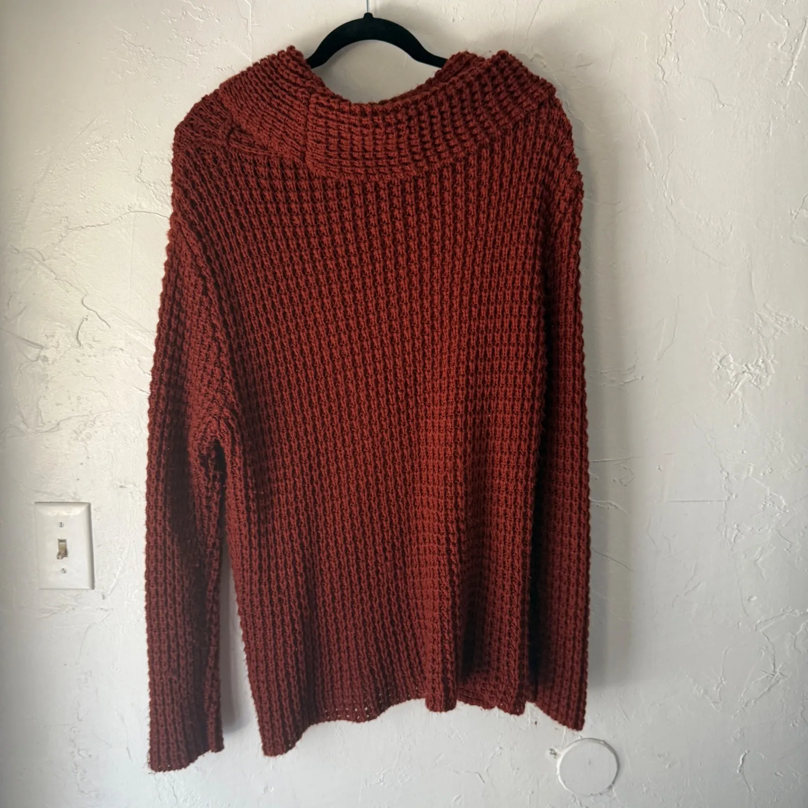 Panhandle Western Rust Red Button‎ Cowl Neck Knit Sweater Medium Cowboy Chunky - Image 6