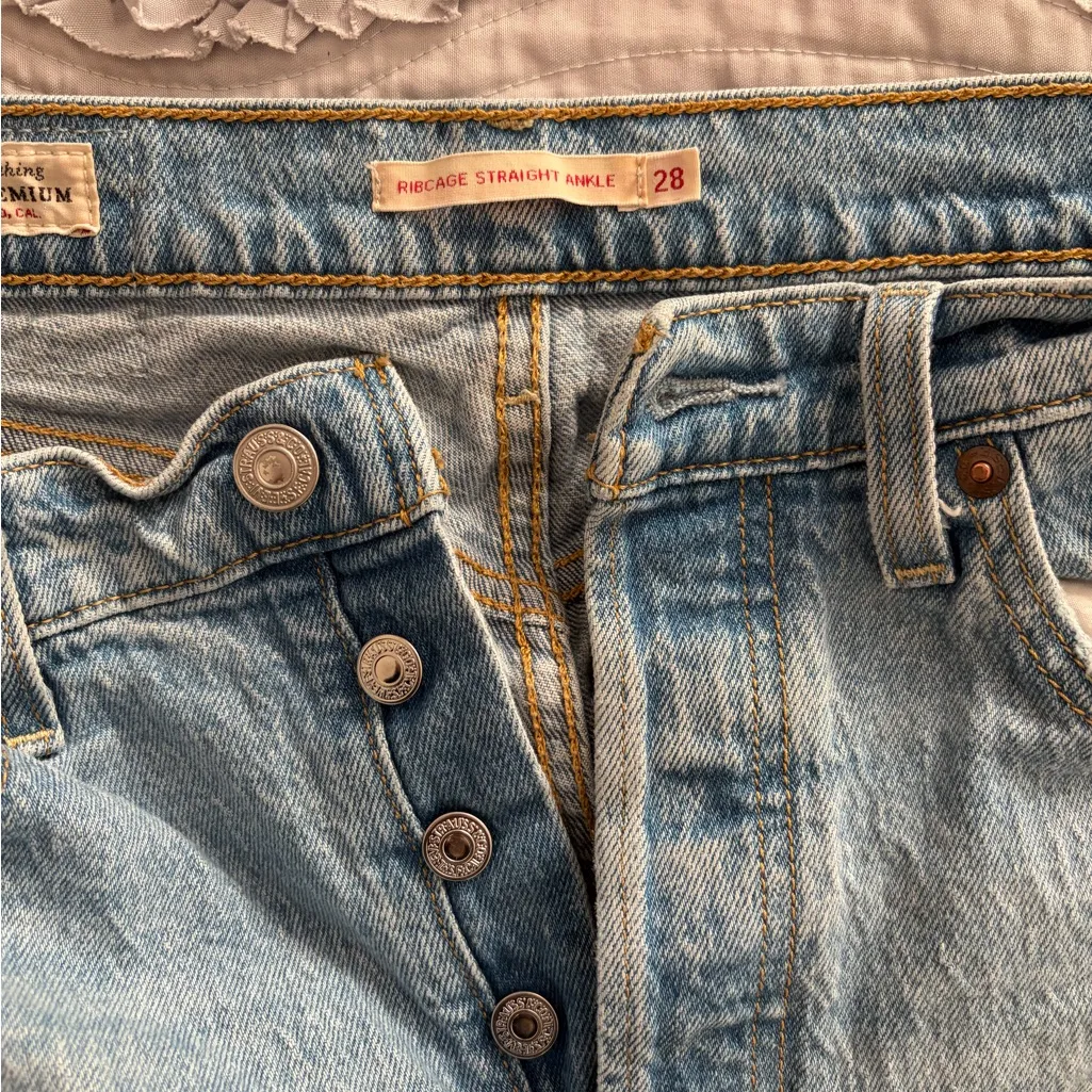 Levi's Blue Denim ribcage straight Pants - Image 2