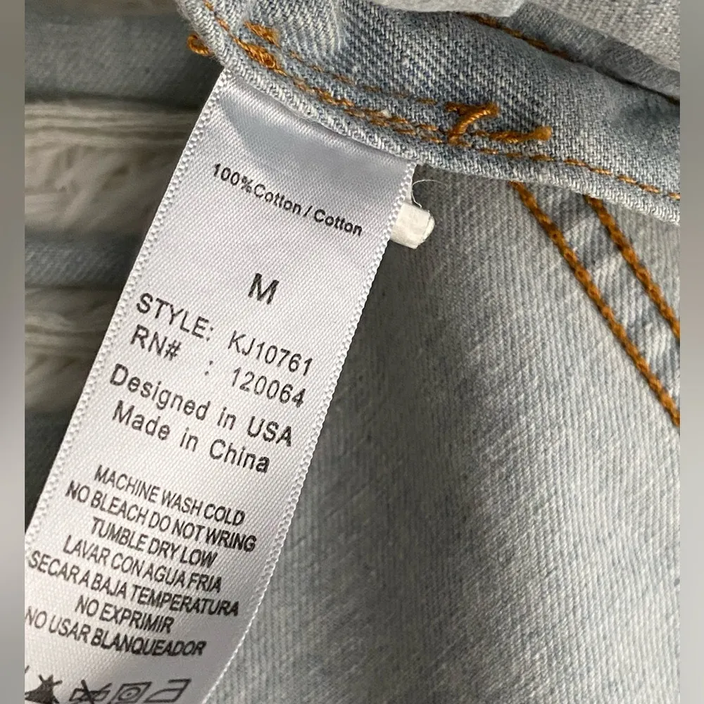 MONO B Oversized Denim Jean Jacket Distressed Cotton Women’s Size M Size M - Image 15