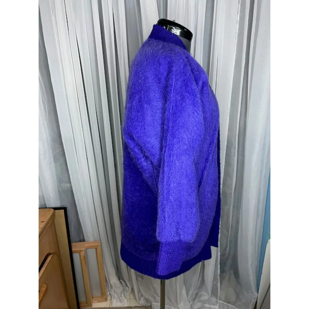 sweater coat fuzzy beaded sequin flower pocket purple Size XL - Image 9