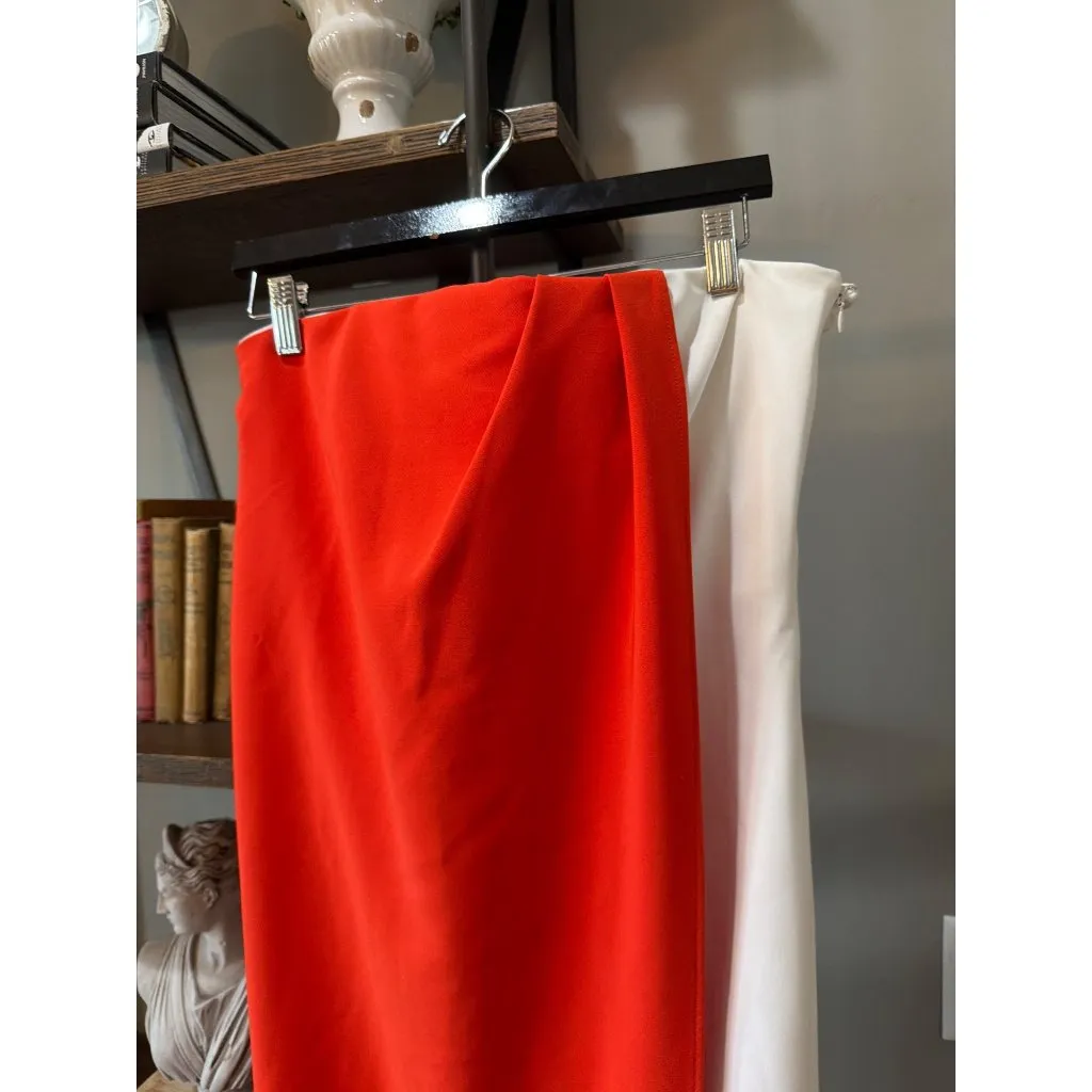 ET OCHS Anika Strapless Midi Dress Flame Orange Optic White Womens Size 4 - Image 7