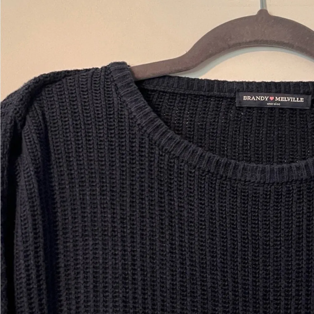 Brandy Melville Classic Navy Blue Crew Neck Sweater - Image 3
