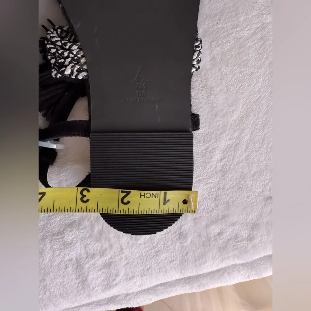 NWT Anthropologie fringed rope sandals size 7M  black and white - Image 4