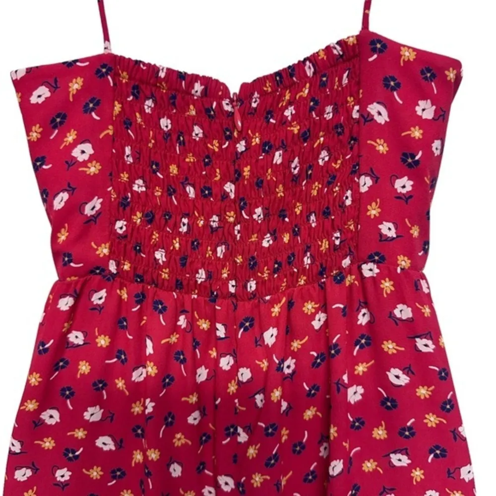 Madewell Red Prairie Poses‎ Ruched Wide Leg Spaghetti Strap Jumpsuit Size 2 - Image 11