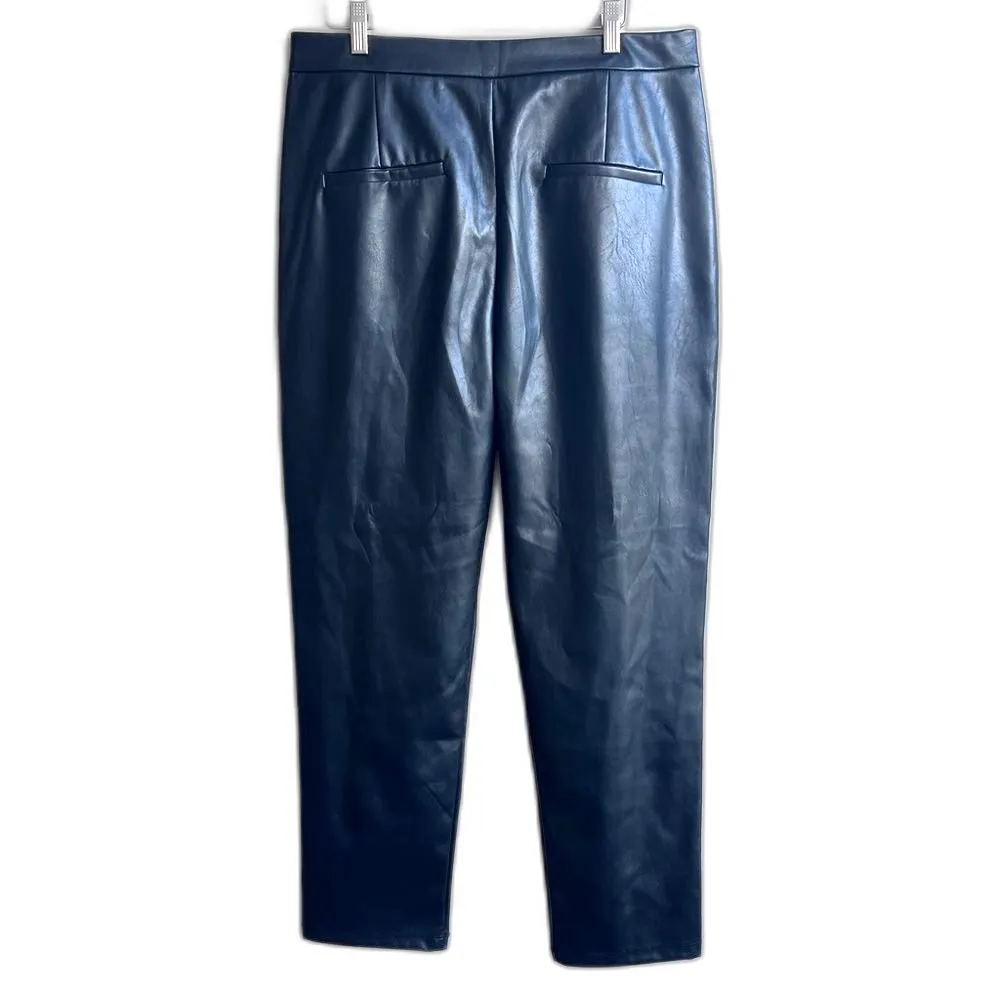 Y2K Shinestar Women Black Faux Leather Pants L highwaisted soft whimsgoth grunge - Image 2