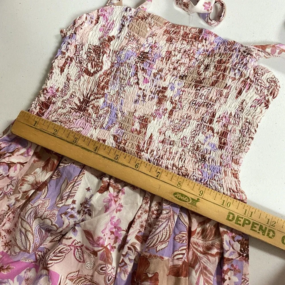 No Comment Women’s floral smocked tie shoulder midi dress small - Image 7