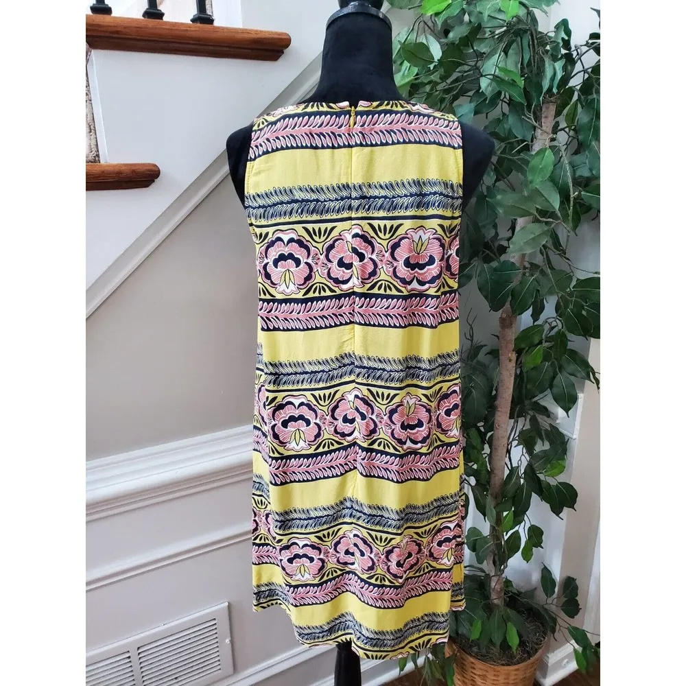 Loft Women's Yellow 100% Rayon Round Neck Sleeveless Casual Knee Length Dress M - Image 6