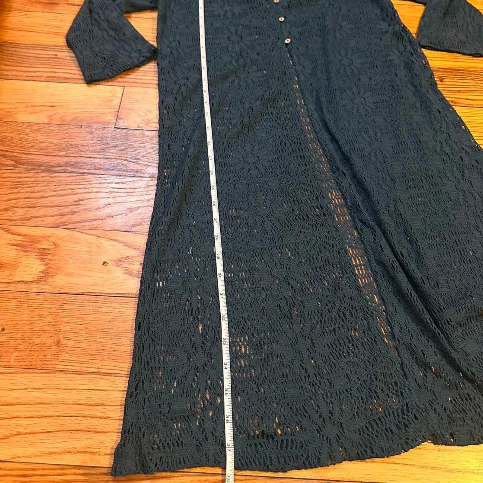 Emerald green long lace cardigan - Image 6