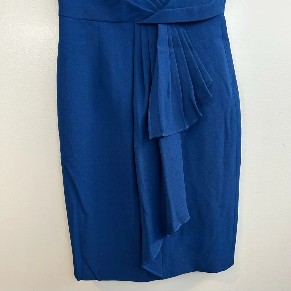 Adrianna Papell Blue Sleeveless V-neck Wrap Pleated Shift Dress Size 2 - Image 9