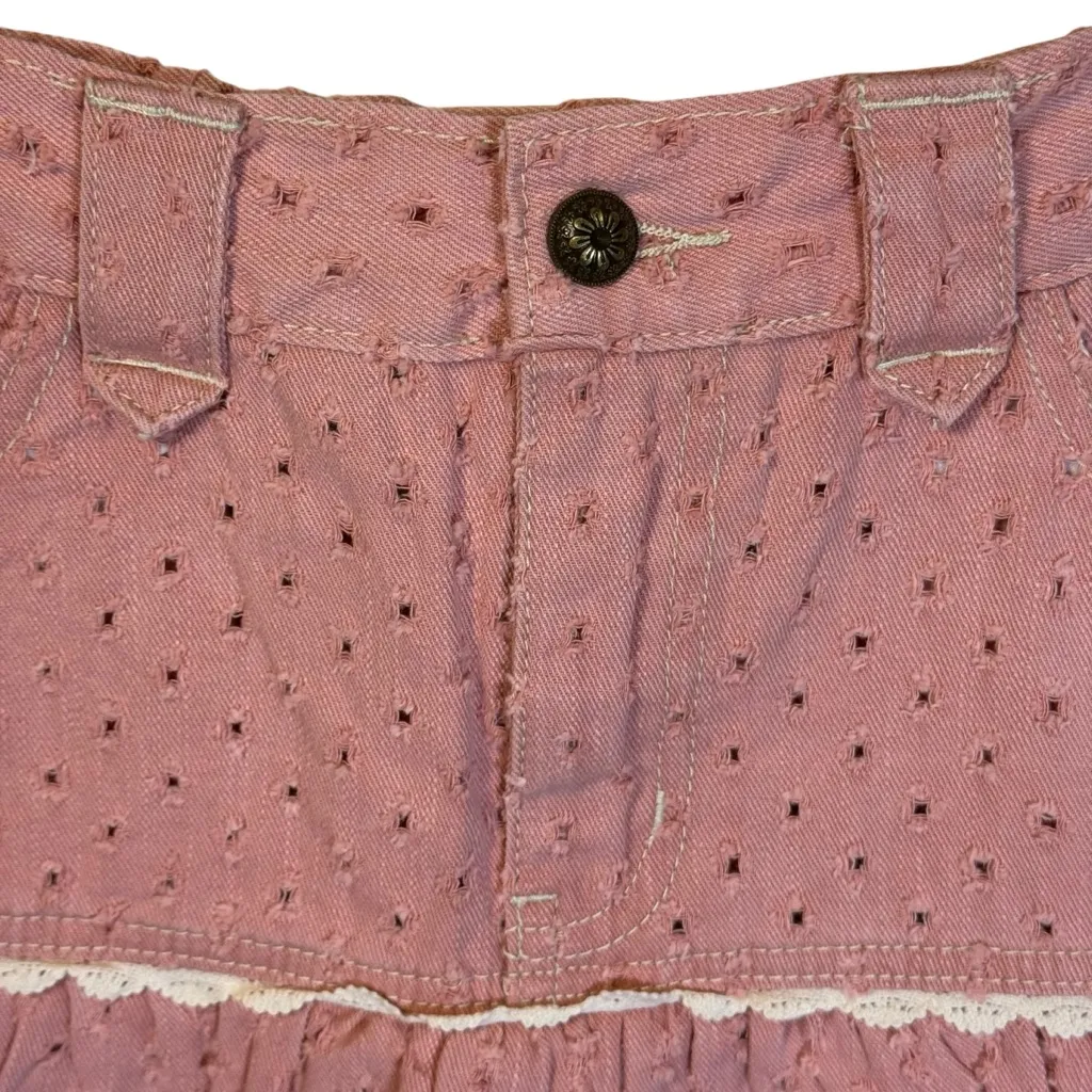 NWT POL Pink Ruffled Short Eyelet 100% Cotton Skirt Size Large - Image 2