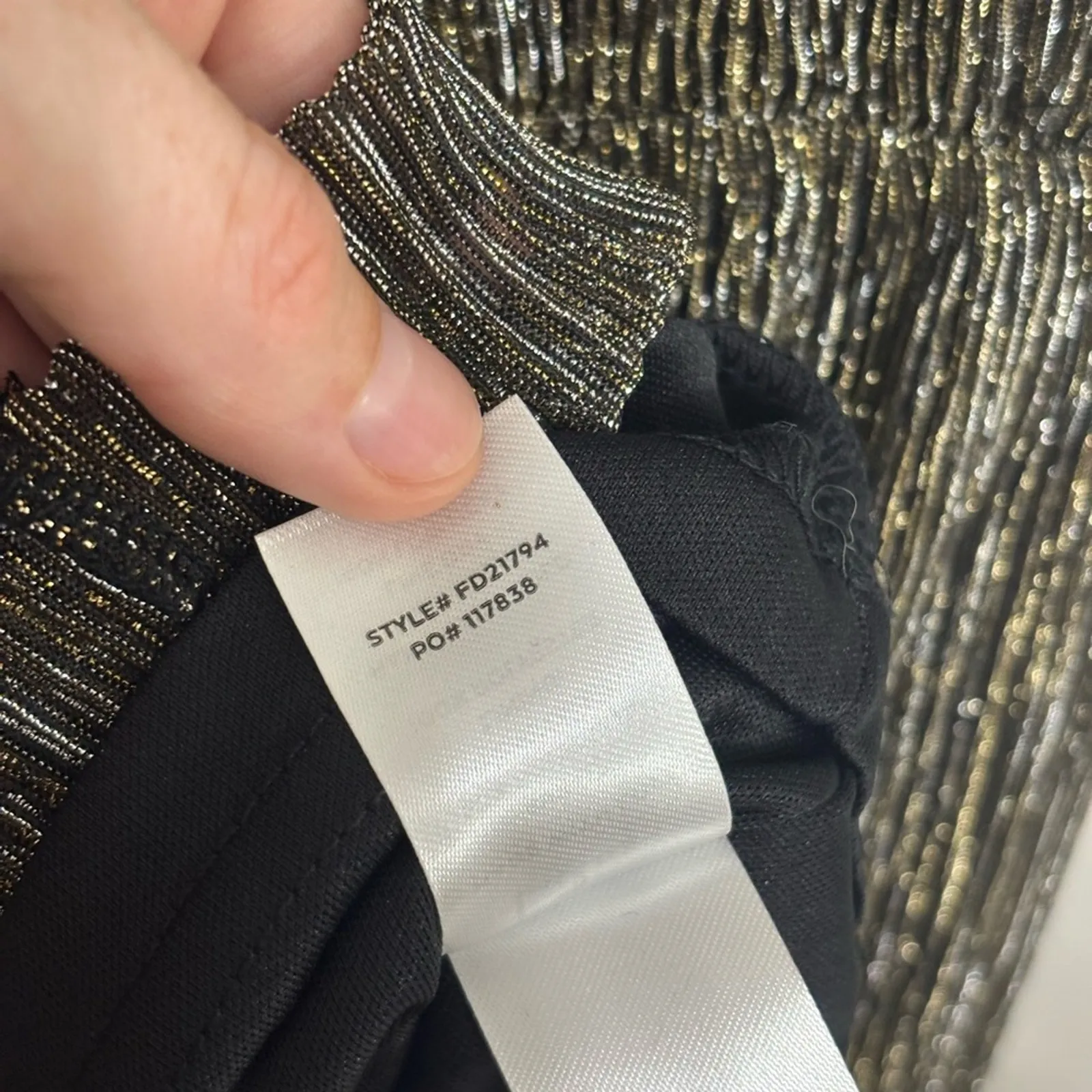 NWT Lulus Turn Up The Shine Black and Gold Metallic Halter Mini Dress - Size M - Image 9